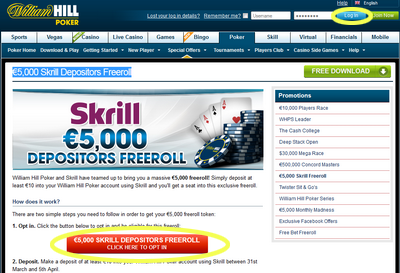 Страница регистрации во фриролле Skrill