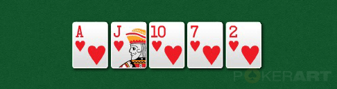покер комбинация  - флеш , пять карт одной масти